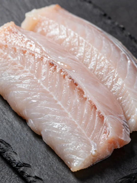 Fileuri proaspete de anghilă cu condimente pe un tocător de lemn