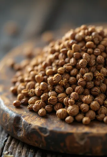 Semințe uscate de anason pe o suprafață de lemn, aspect natural