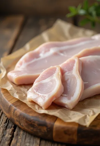 Șorici crud feliat pe tocător de lemn, curățat și pregătit