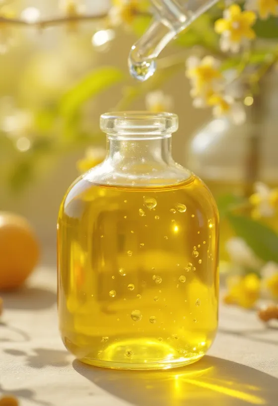 Ulei de chia în sticluță și semințe de chia în bol de lemn