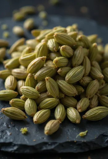 semințe de fenicul întregi uscate pe suprafață de lemn