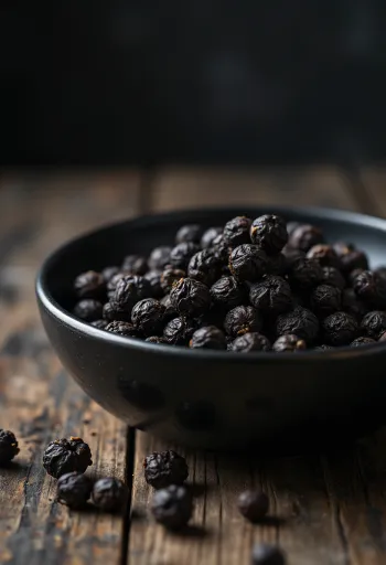 Piper negru boabe în bol de lemn și împrăștiat