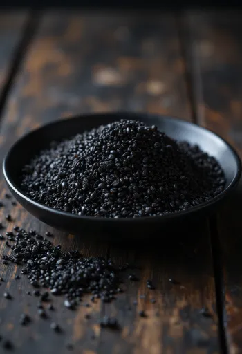 Semințe de quinoa neagră, lucioase și texturate