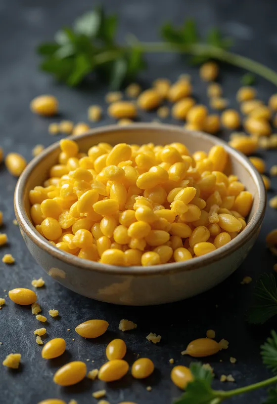 Boabe de mei comun uscate, textură detaliată și culori naturale