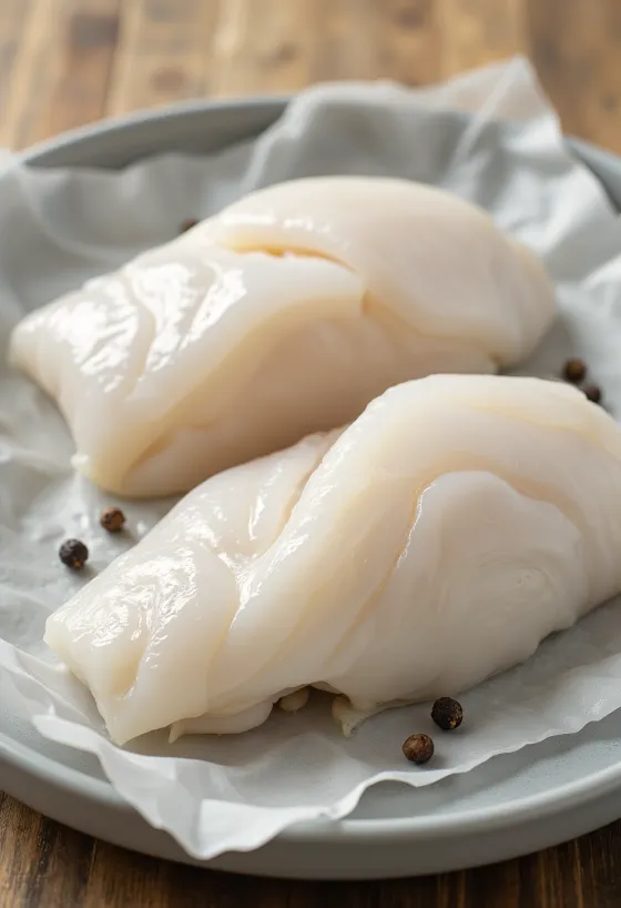 File de cod de Pacific proaspăt pe un tocător