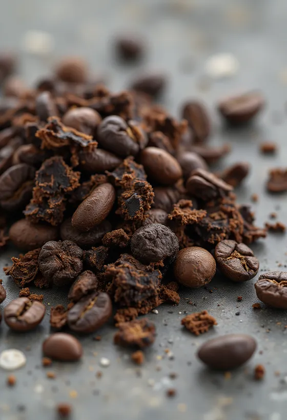 Bucăți de rădăcină de cicoare prăjită pe tocător