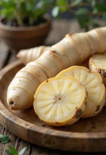 Rădăcină proaspătă de Galangal pe un blat de lemn