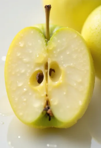 Mere Golden Delicious proaspete și felii pe un tocător