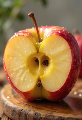 Mere Honeycrisp proaspete și felii pe un tocător