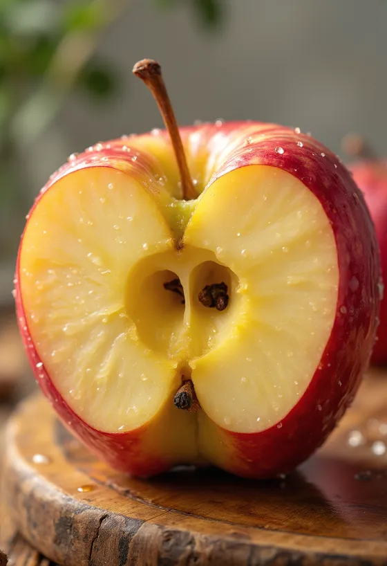 Mere Honeycrisp proaspete și felii pe un tocător