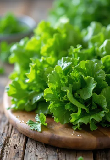 Salată Valeriană (Fetică) proaspătă, cu frunze verzi pe un tocător