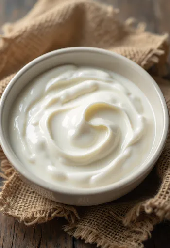 Iaurt natural cremos într-un bol mic