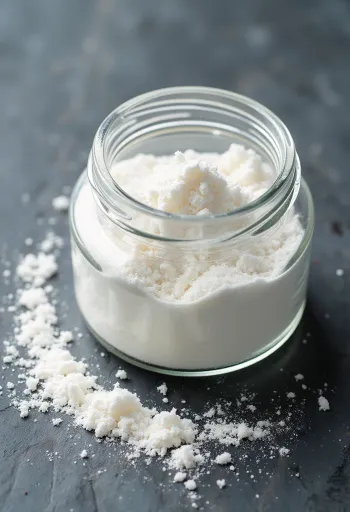 Pudră de pectină în bol cu lingură de lemn, fundal neutru