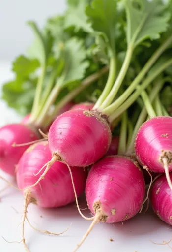 Ridichi roșii proaspete cu frunze verzi, pe tocător, și feliate