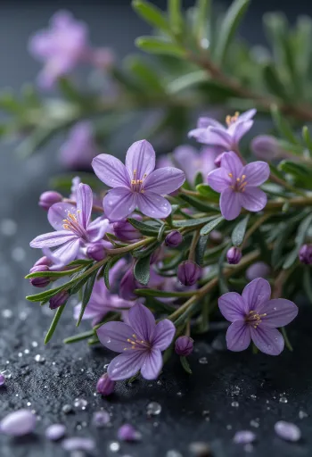 Petale proaspete de floare de rozmarin pe farfurie albă, pregătite pentru uz culinar