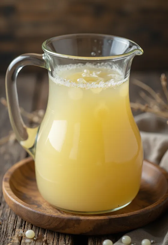 Zer acid în pahar de sticlă și bol