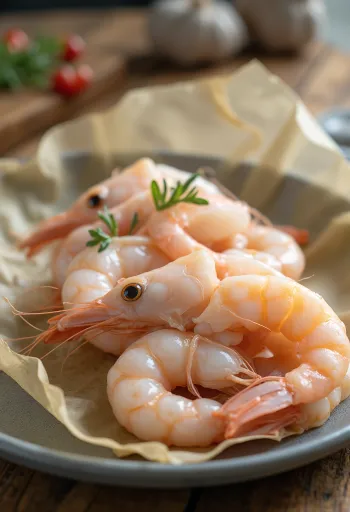 Carne proaspătă de scampi (homar norvegian) pe gheață cu lămâie și pătrunjel