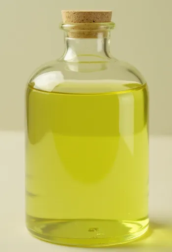 Ulei de sâmburi de struguri în sticlă transparentă și bol pe fundal deschis