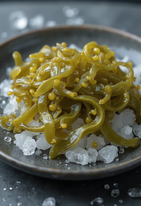 Alge Fucus (Bladderwrack) uscate, cu vezicule vizibile