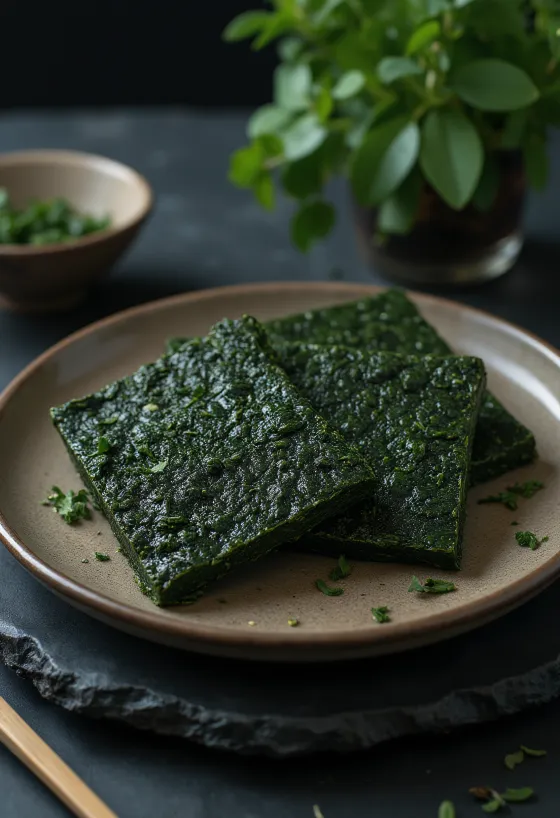 Foi de alge Nori uscate, verde închis, textură de hârtie