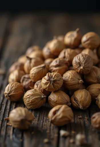Nuci tigru (chufa) decojite în grămadă pe fundal alb, stare naturală