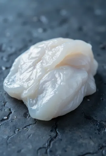 File de cod proaspăt cu lămâie, pătrunjel și sare de mare pe tocător de lemn