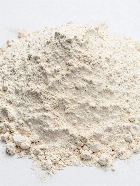 Făină de spelta într-un bol ceramic, nuanță naturală maro deschis