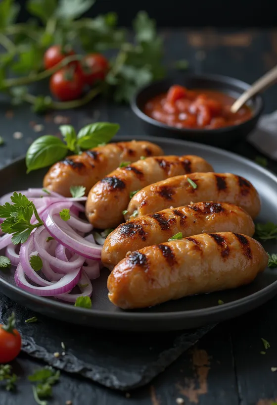 Cevapcici servit cu ajvar și pâine