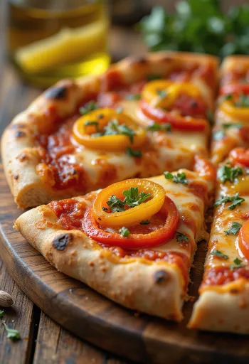 Pizza ai Peperoni cu ardei colorați și mozzarella