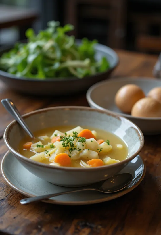 Supă de gulii vegană servită