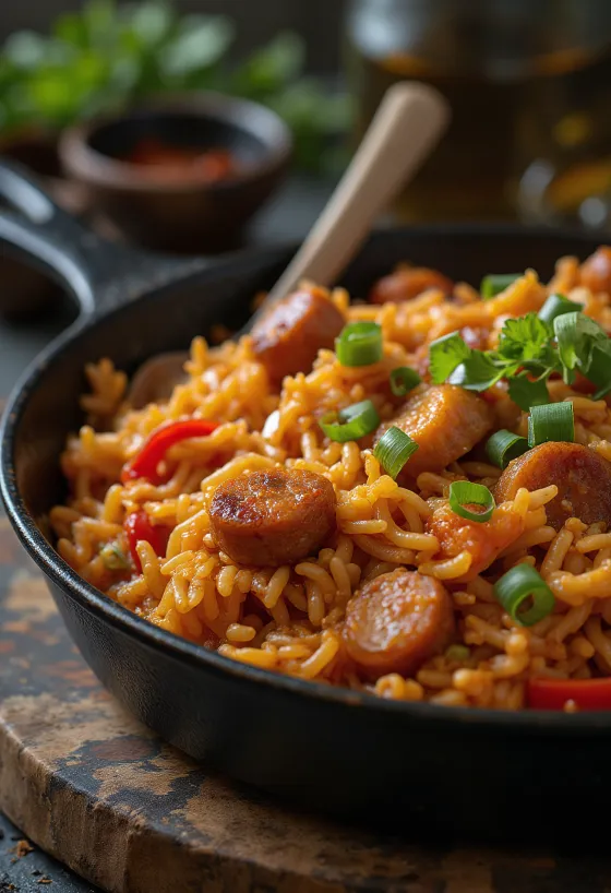 Jambalaya cu pui, cu arome bogate și ingrediente colorate