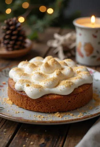 Tort condimentat de Crăciun decorat cu scorțișoară și pudră aurie