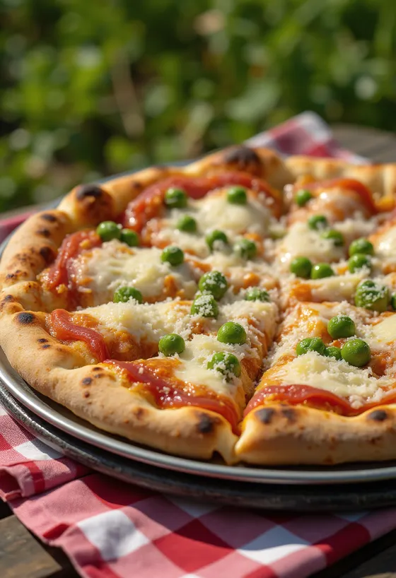 Pizza ai Piselli cu mazăre verde și brânză