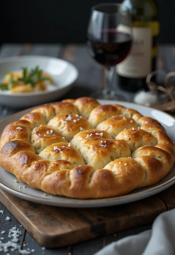 Focaccia italiană cu maia și dospire lungă servită