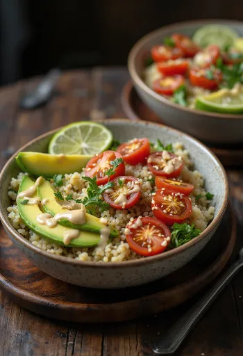 Buddha Bowl cu quinoa, lime și tahini