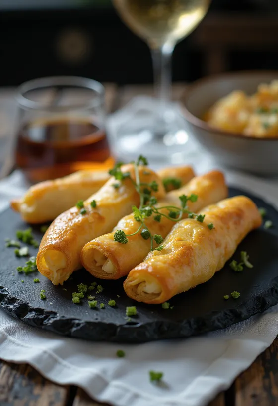 Börek proaspăt cu vinete servit