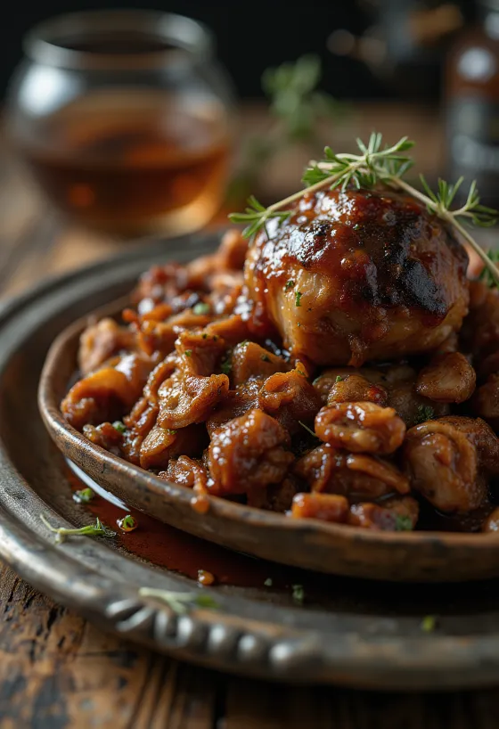 Spată de porc BBQ afumată desfăcută în fâșii