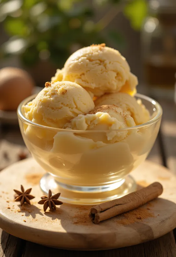 Înghețată cu miere și mirodenii servită