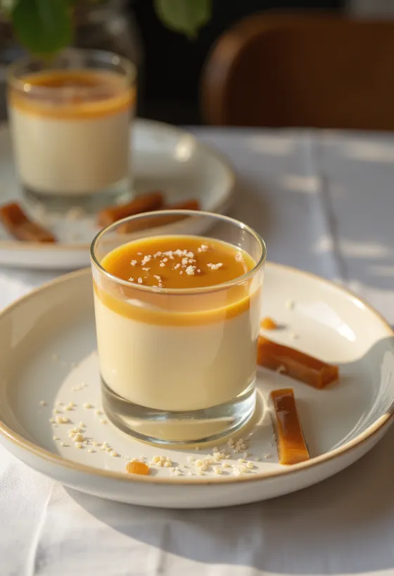 Panna cotta cu caramel în pahar