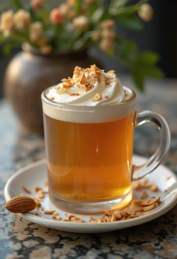 Cidru cu miere și migdale servit în pahar