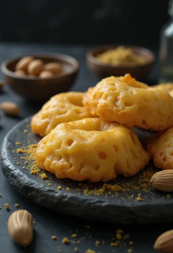 Pakon pitha cu cardamom – găluște bengaleze din făină de orez prăjite auriu cu umplutură de cocos