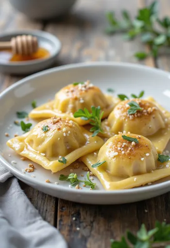 Ravioli cu semințe de Chia servit