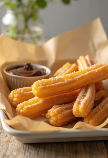 Gogoși Churro, crocante și delicioase, presărate cu zahăr și scorțișoară
