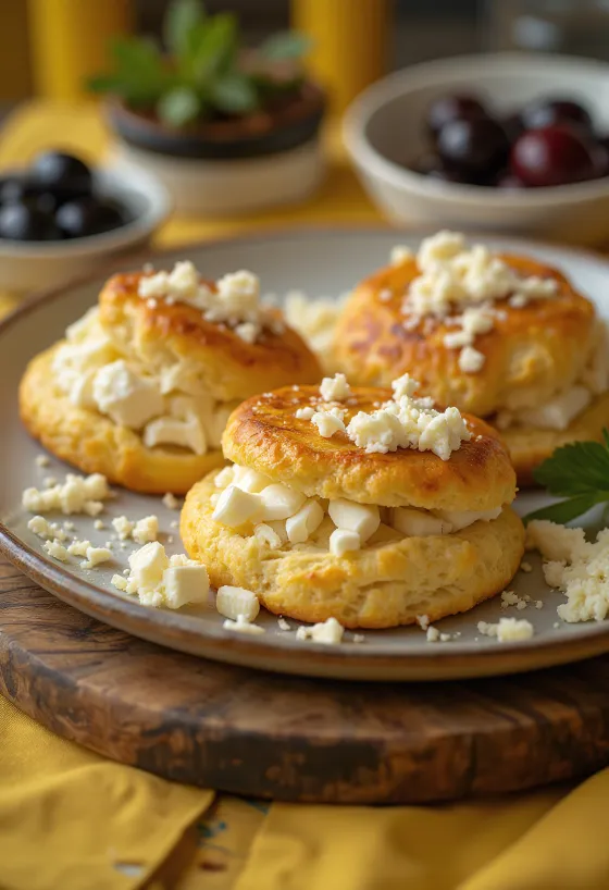 Pogăcele cu brânză Feta servite