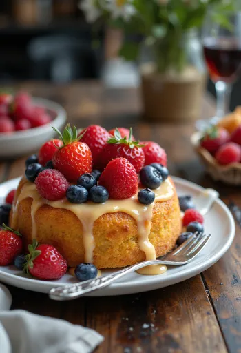 Tort de vară cu fructe decorat cu fructe proaspete