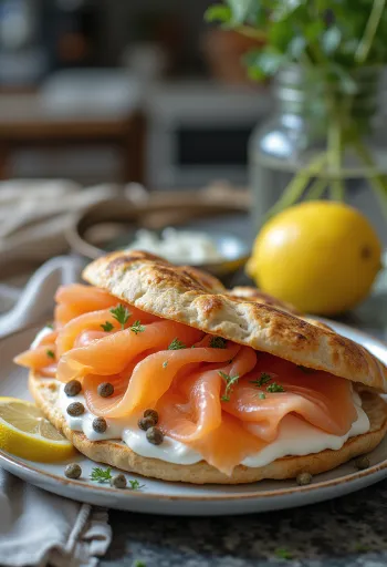 Pita cu somon, legume proaspete și umplutură cremoasă