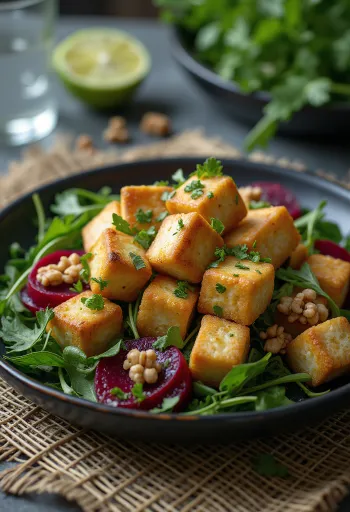 Tofu prăjit cu lime și salată de sfeclă