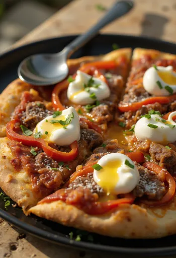 Pizza Iskender servită