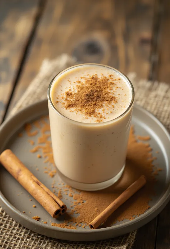 Smoothie cu scorțișoară și ghimbir în pahar