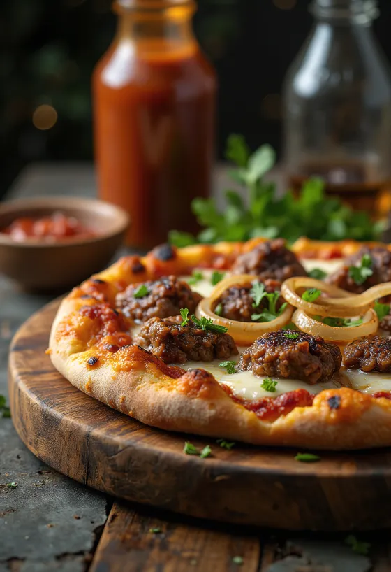 Pizza Kenyan Nyama Choma servită